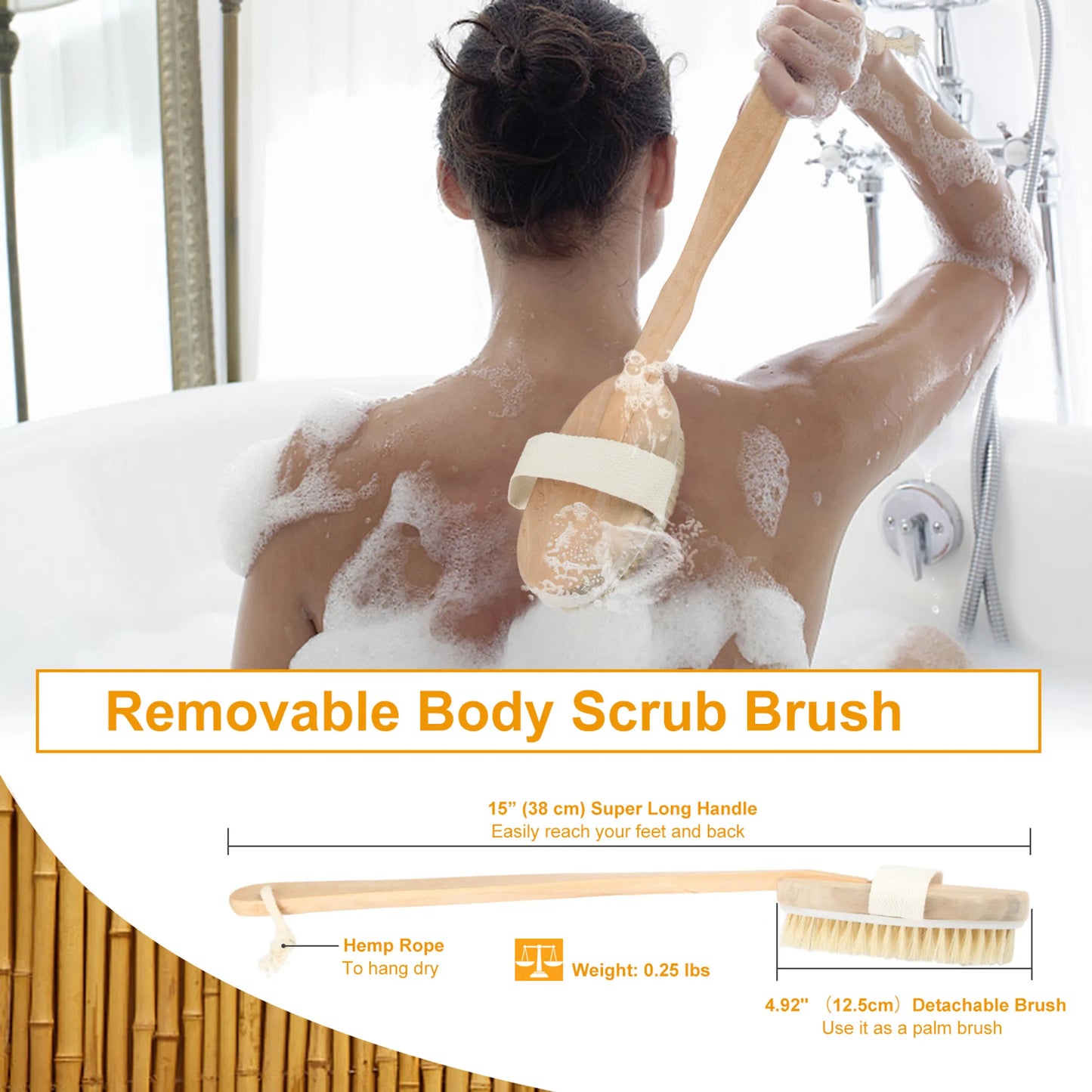 Bath Brush 15" Shower Body Back
