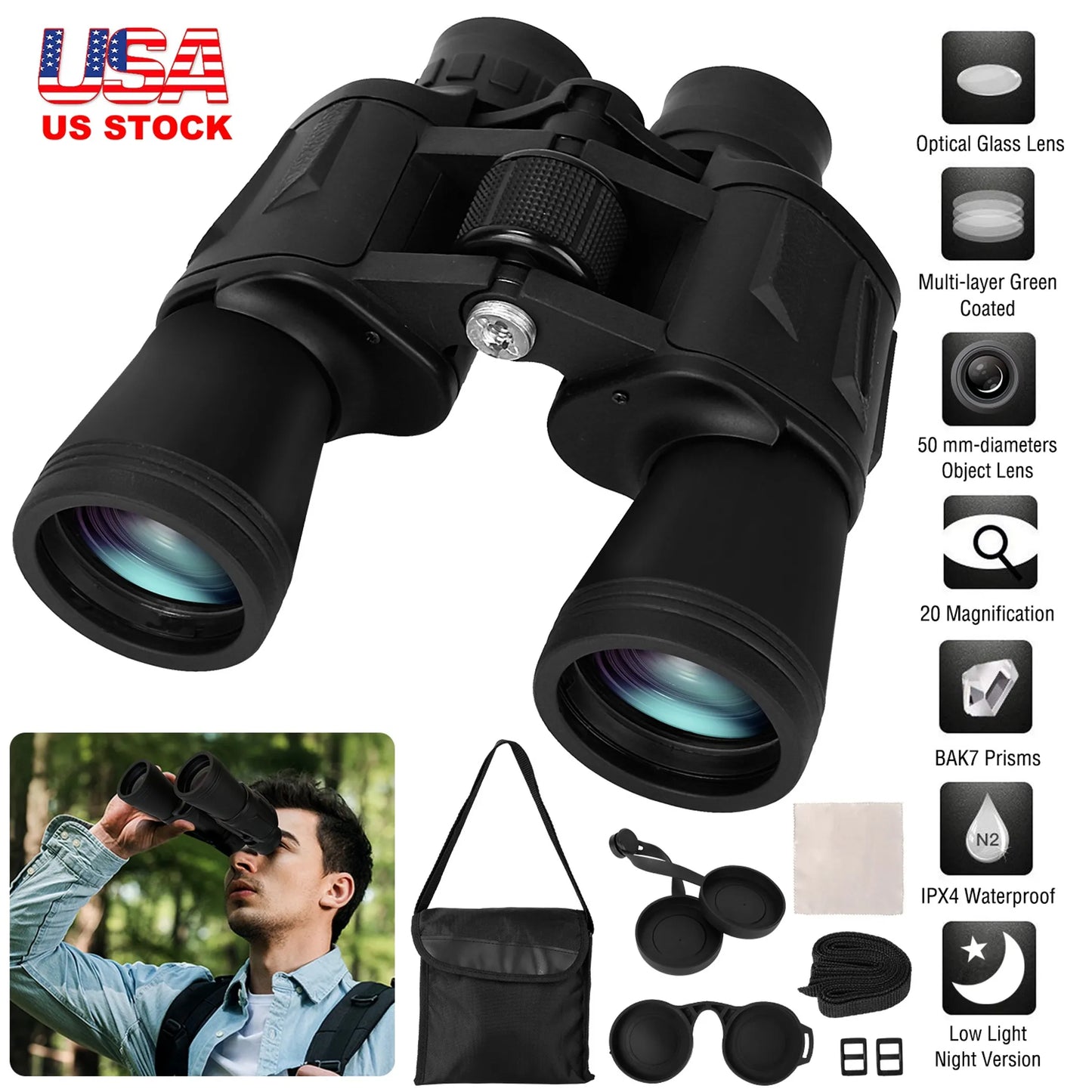 20x50 Binoculars Waterproof High Power