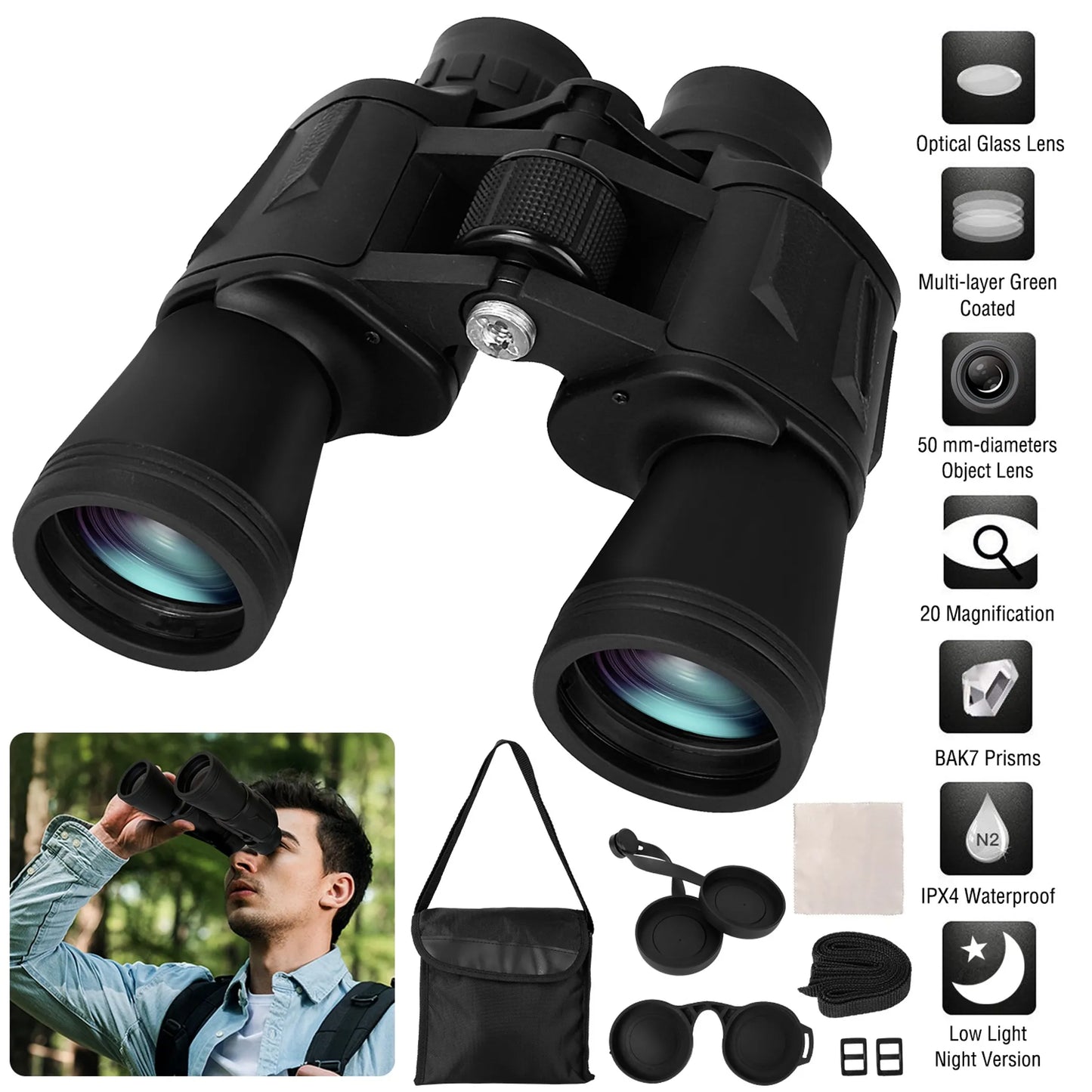 20x50 Binoculars Waterproof High Power