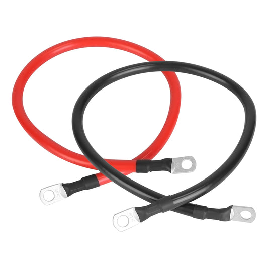 2Pcs 2 AWG Gauge Copper Battery Cables Car