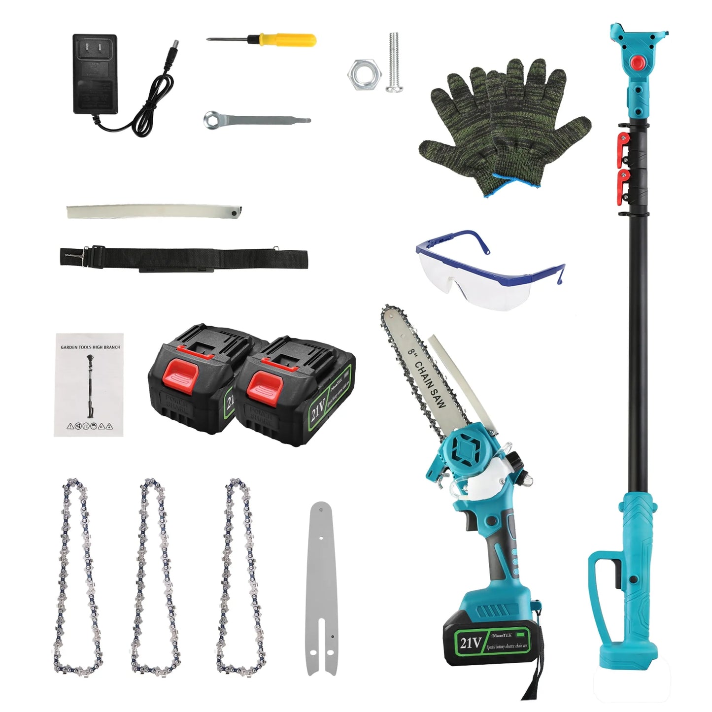 2-IN-1 Cordless Pole Saw And Mini Chainsaw