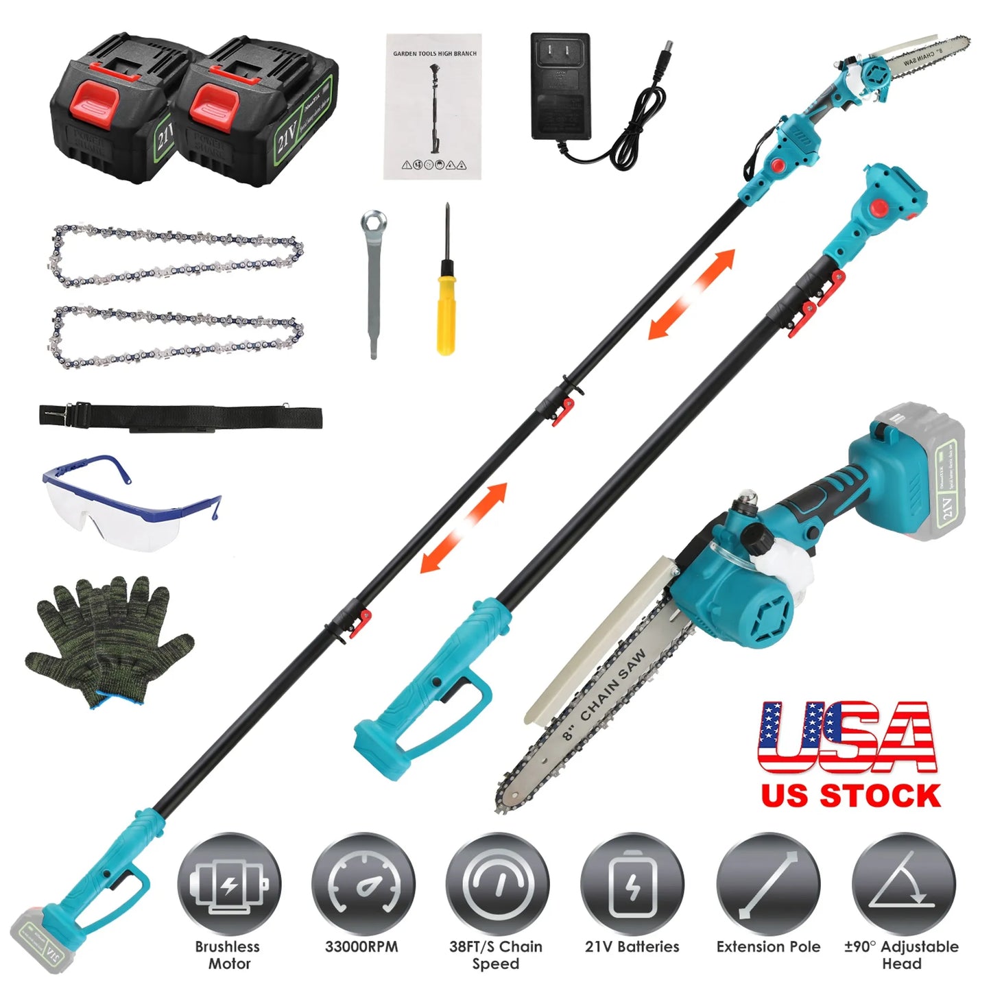 2-IN-1 Cordless Pole Saw And Mini Chainsaw