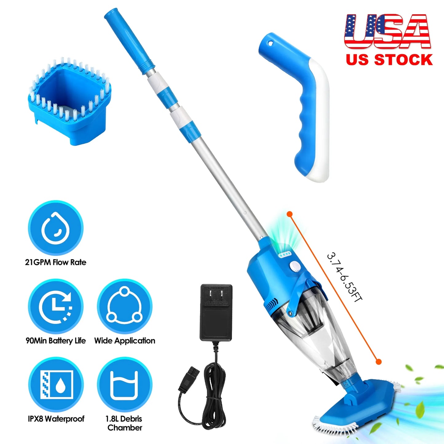 21GPM Cordless Pool Vacuum With Telescopic