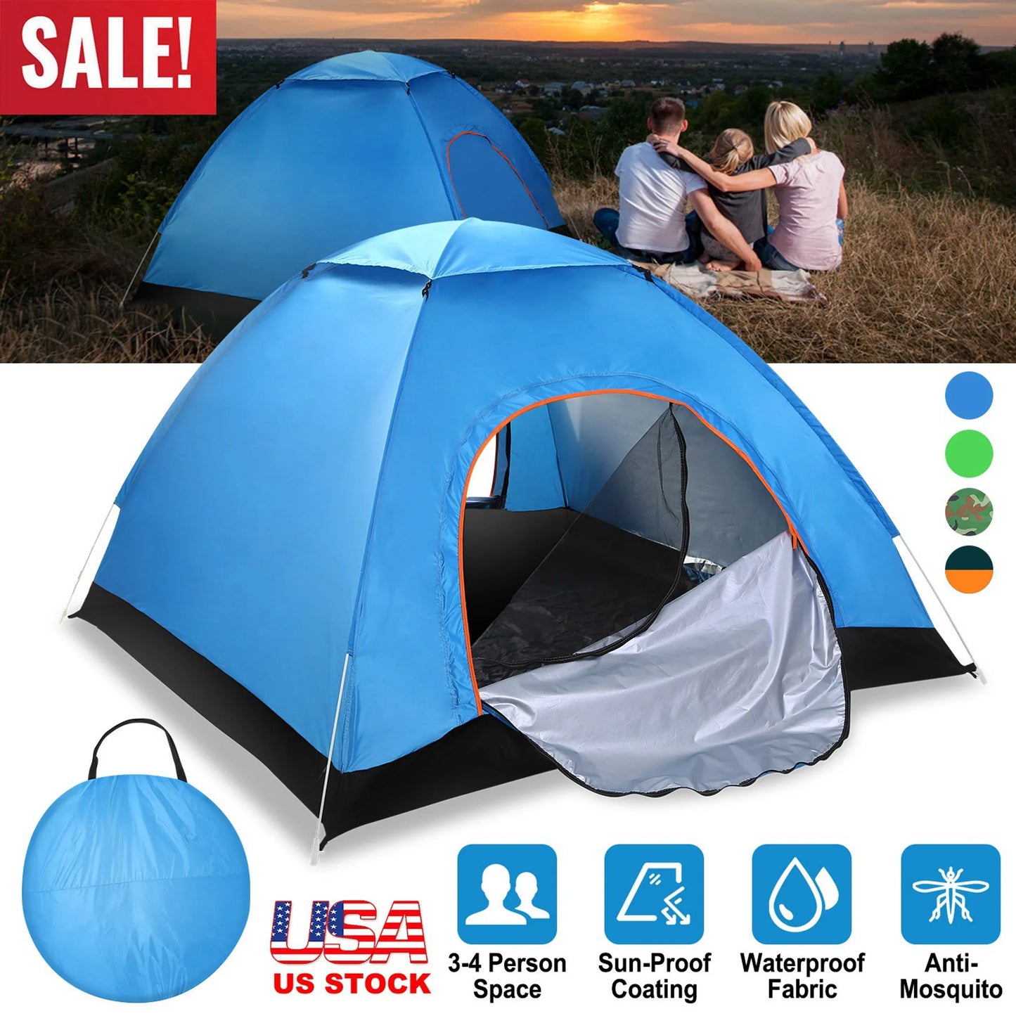 4 Persons Camping Waterproof Tent