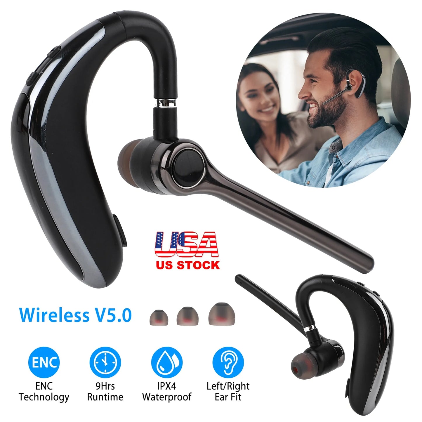 Wireless V5.0 Earpiece ENC Driving Earbuds