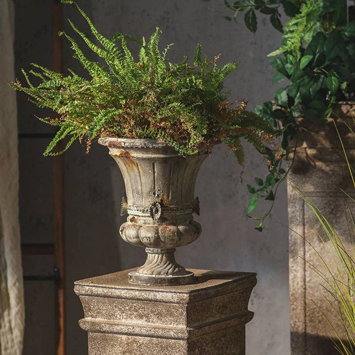 Vintage Style Fluted Pedestal Urn