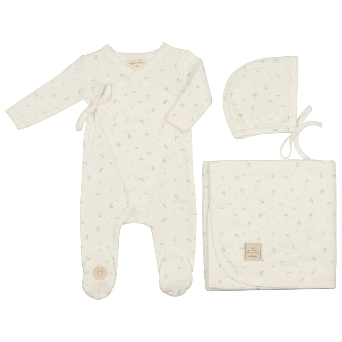 Leaf Print Wrap Layette Set