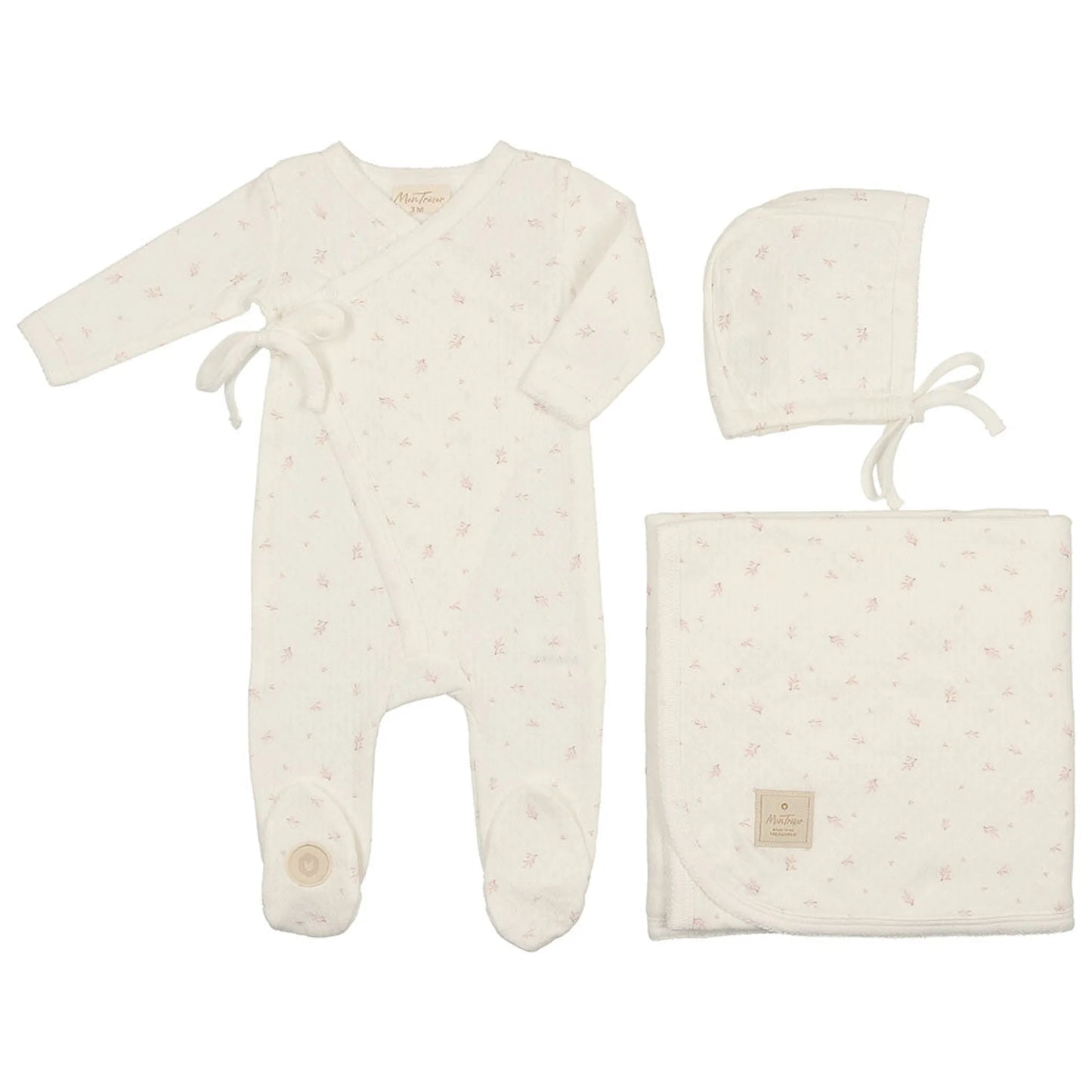 Leaf Print Wrap Layette Set