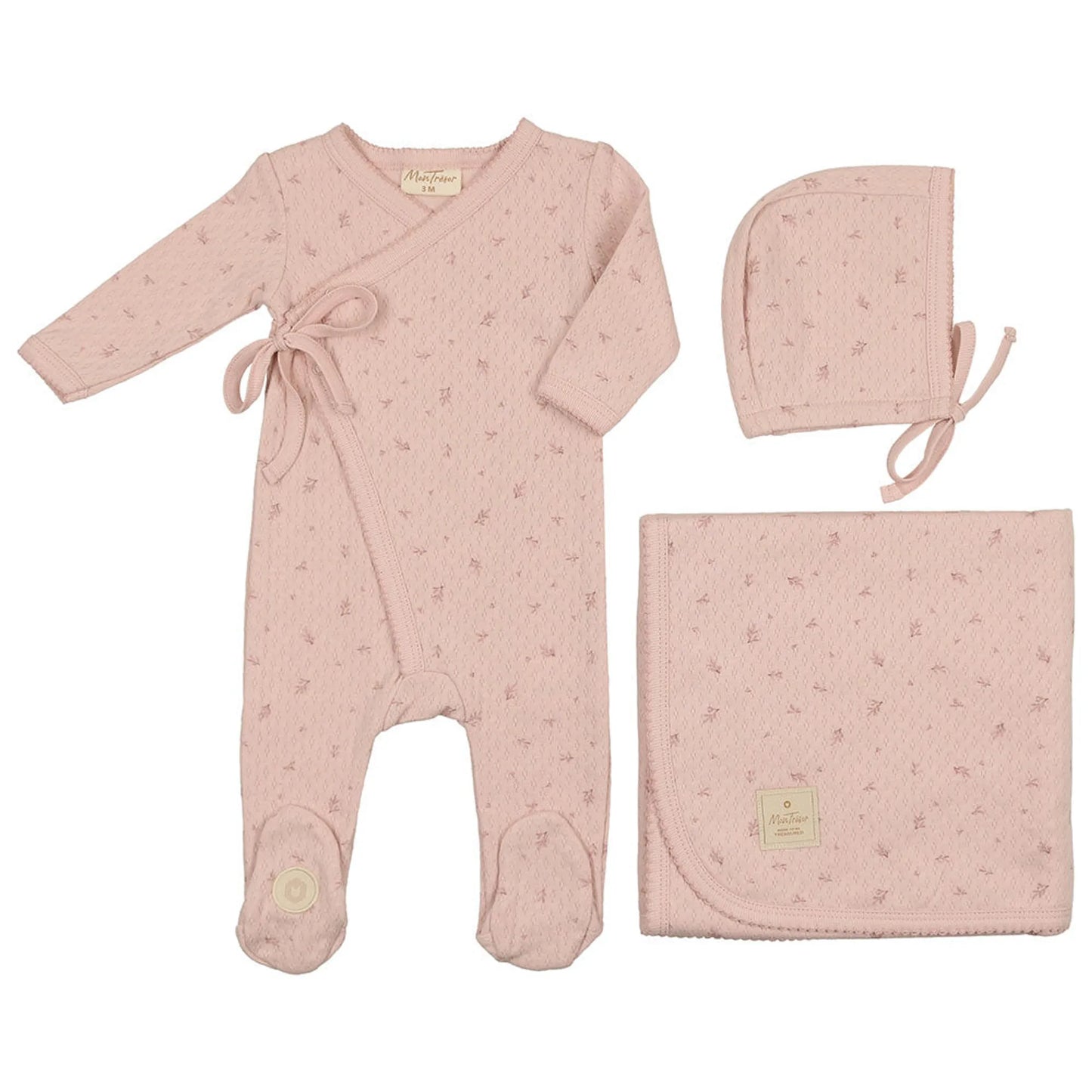 Leaf Print Wrap Layette Set