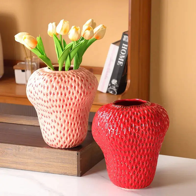 Cartoon Strawberry Ceramic Vase