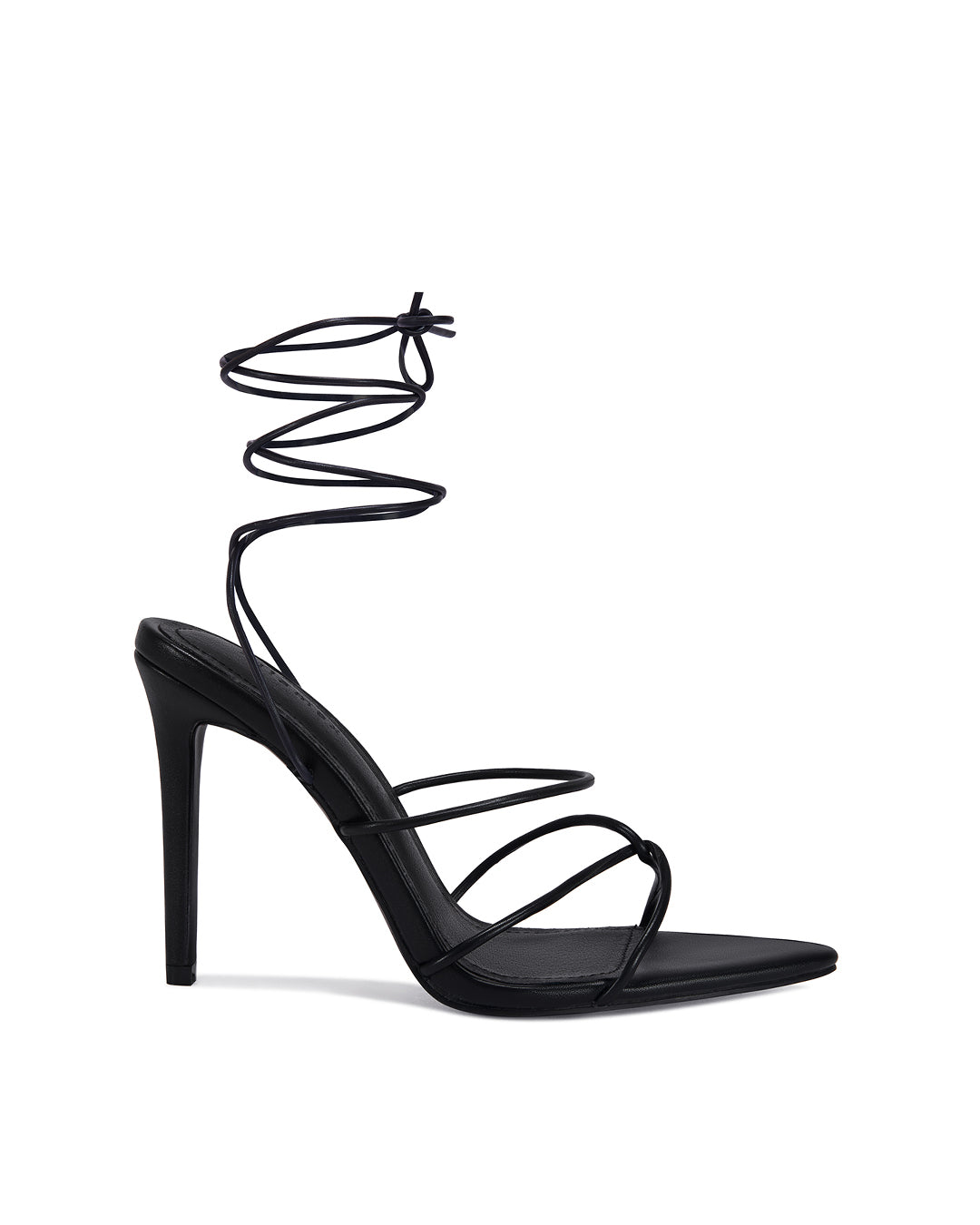 Bella High Heel Stiletto with Lace Up Strap Black White Nude-4