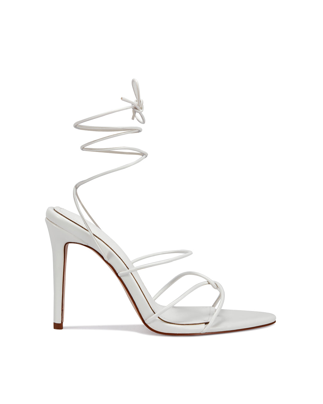 Bella High Heel Stiletto with Lace Up Strap Black White Nude-0