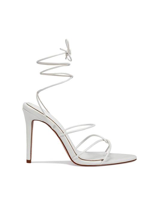 Bella High Heel Stiletto with Lace Up Strap Black White Nude-0