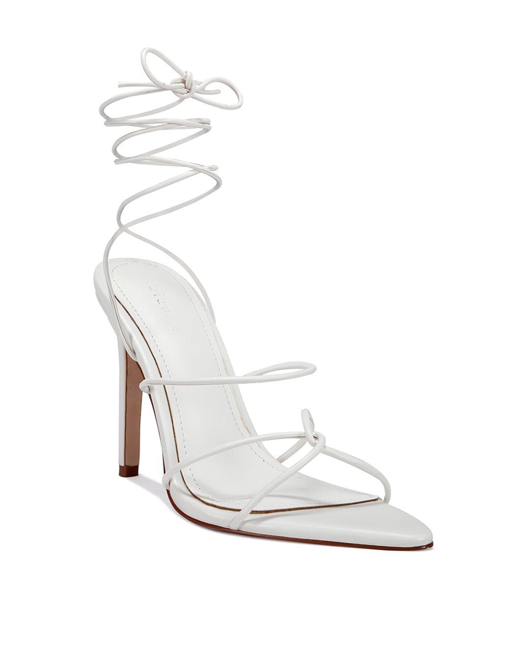 Bella High Heel Stiletto with Lace Up Strap Black White Nude-2