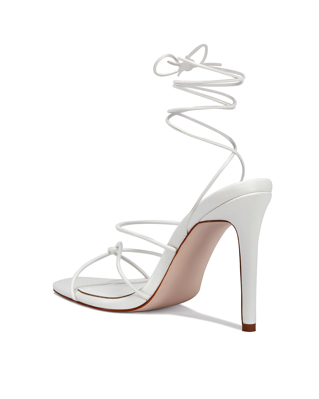 Bella High Heel Stiletto with Lace Up Strap Black White Nude-3