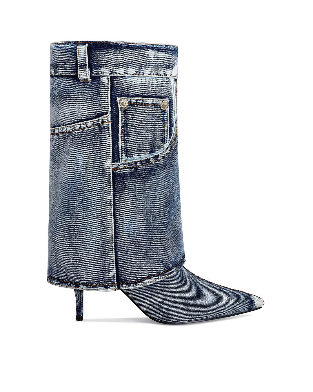 Alessia Denim Stiletto Boot Best Selling Mid Calf Cowboy Boots-0