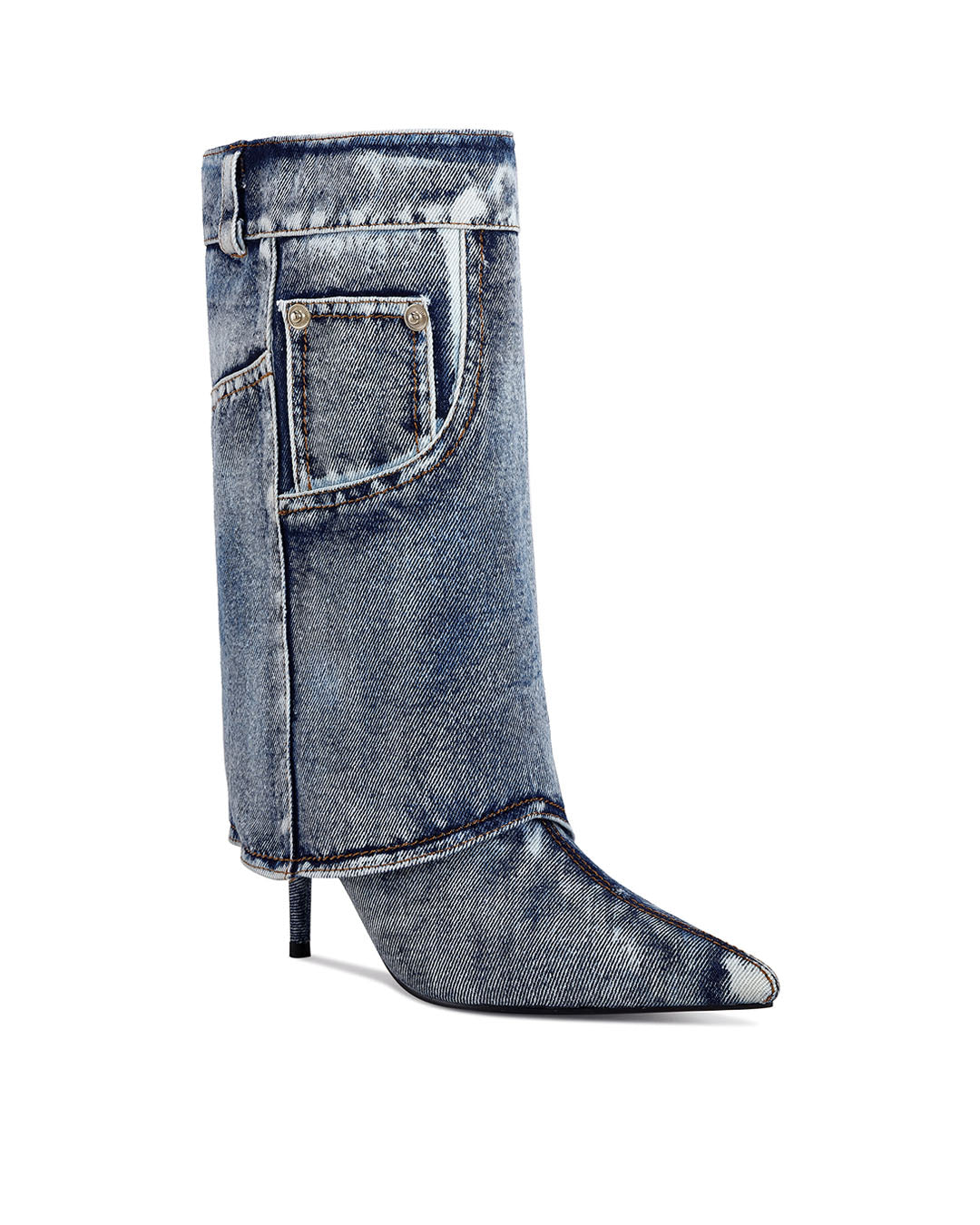 Alessia Denim Stiletto Boot Best Selling Mid Calf Cowboy Boots-2