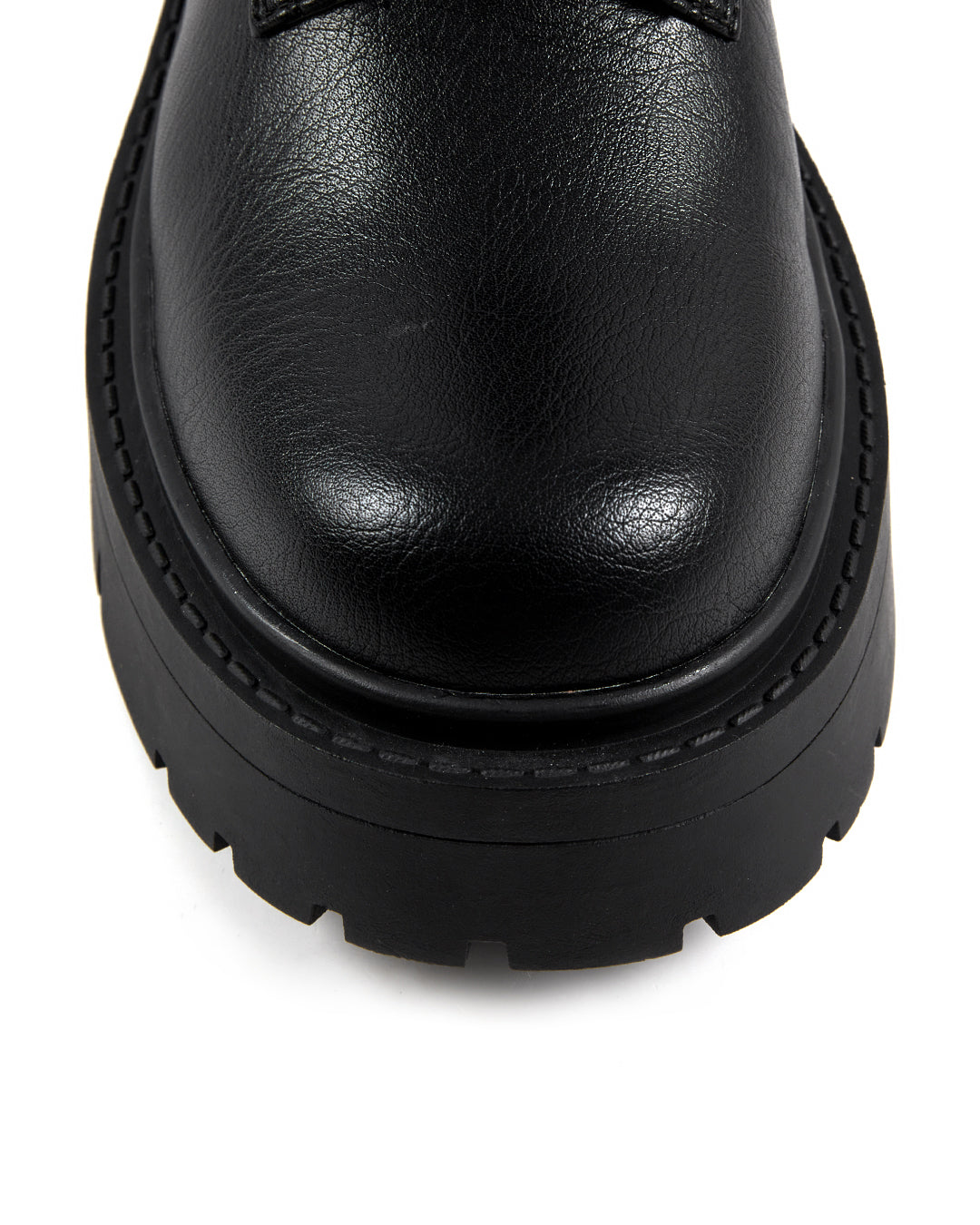 Black Lace-up Combat Boot with Chunky Sole and Non-Slip Outsole-4