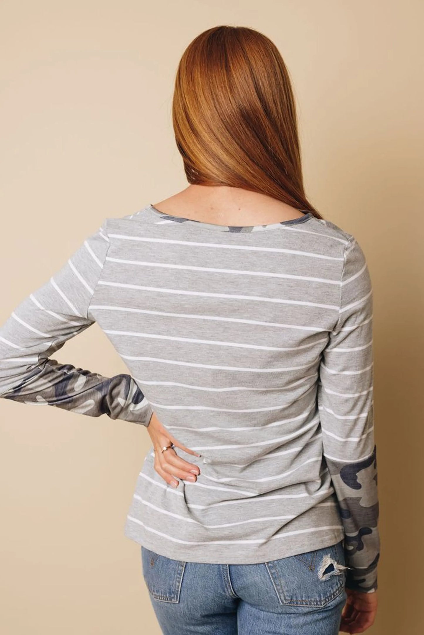 Cadet Kelly Camo Striped Long Sleeve Top