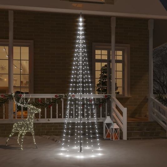 vidaXL Christmas Tree on Flagpole Cold white 310 LEDs 118.1"-0