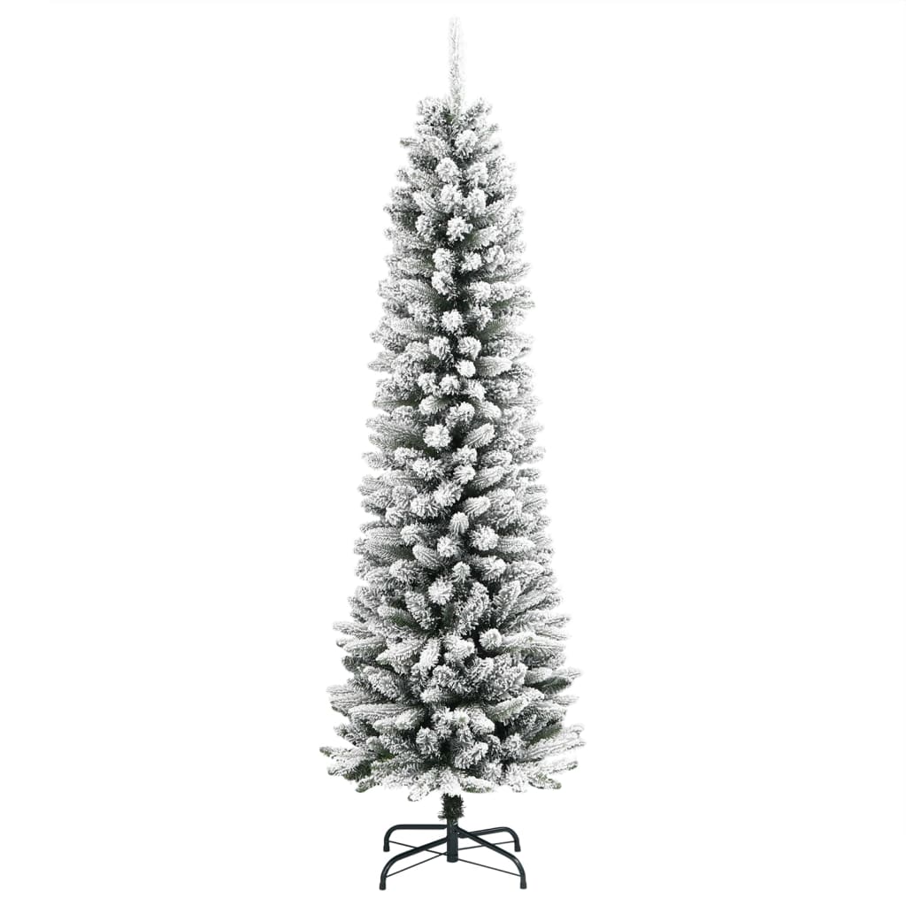 Artificial Slim Christmas Tree with Flocked Snow 59.1" -1