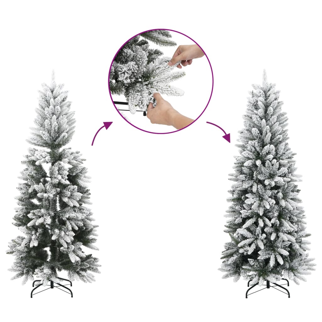 Artificial Slim Christmas Tree with Flocked Snow 59.1" -2