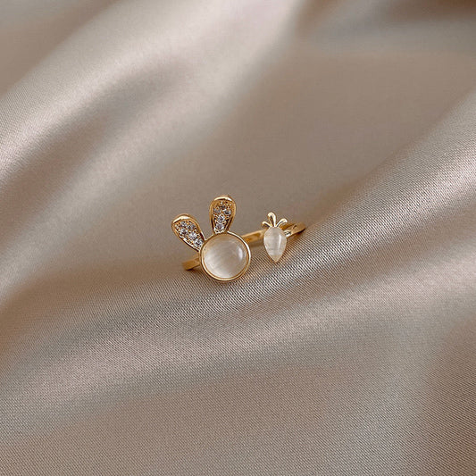 Sterling Silver Cat Ear Paw Adjustable Ring Gift Jewelry-0