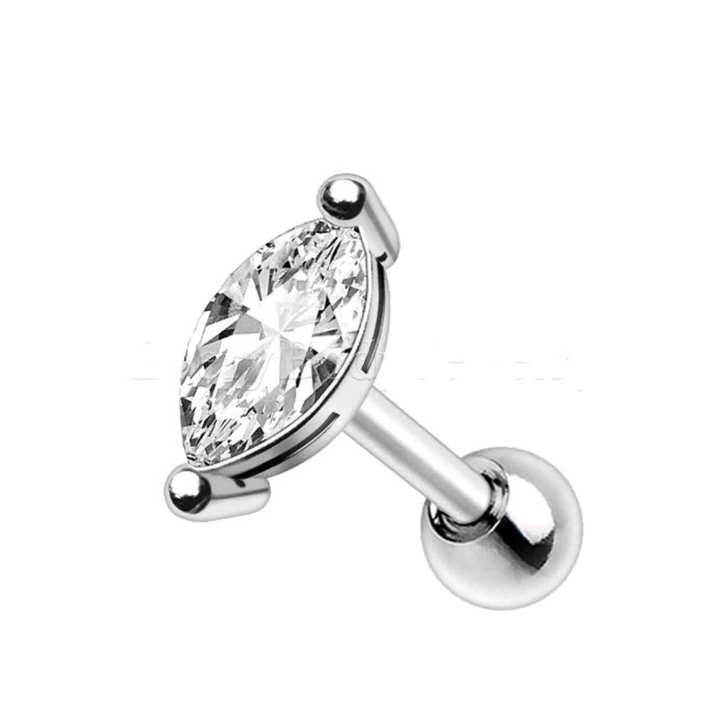 316L Stainless Steel Marquise Cut Clear CZ Cartilage Earring
