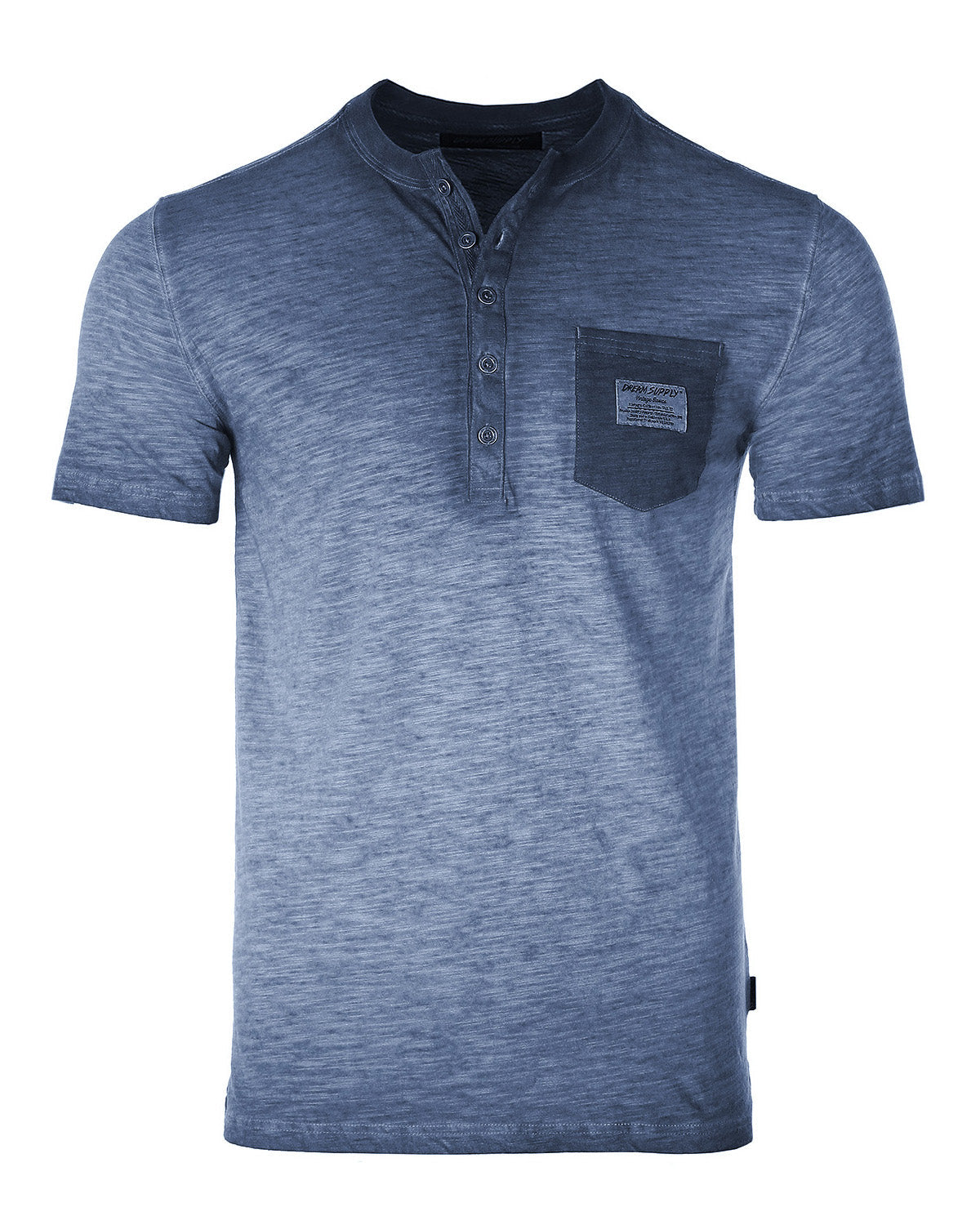 Men's Vintage Color Dyed Short Sleeve Crew Neck Chest Pocket Henley Shirt-2