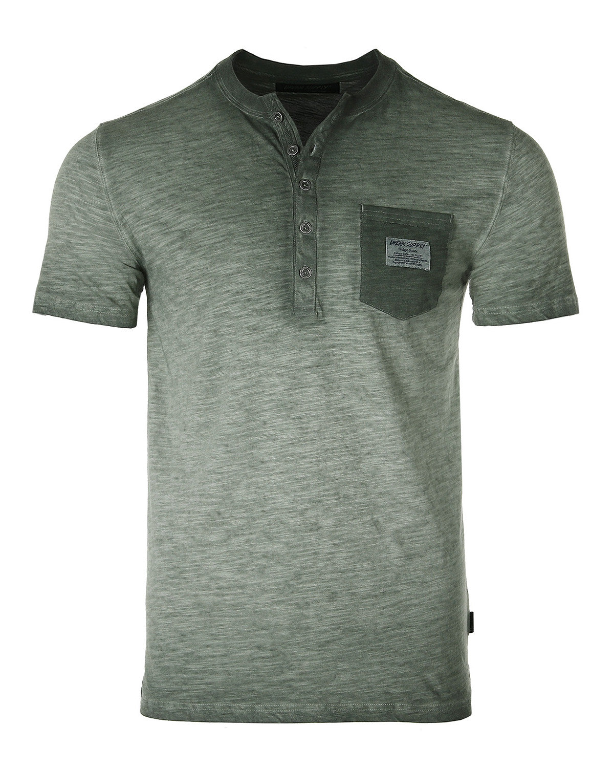 Men's Vintage Color Dyed Short Sleeve Crew Neck Chest Pocket Henley Shirt-5