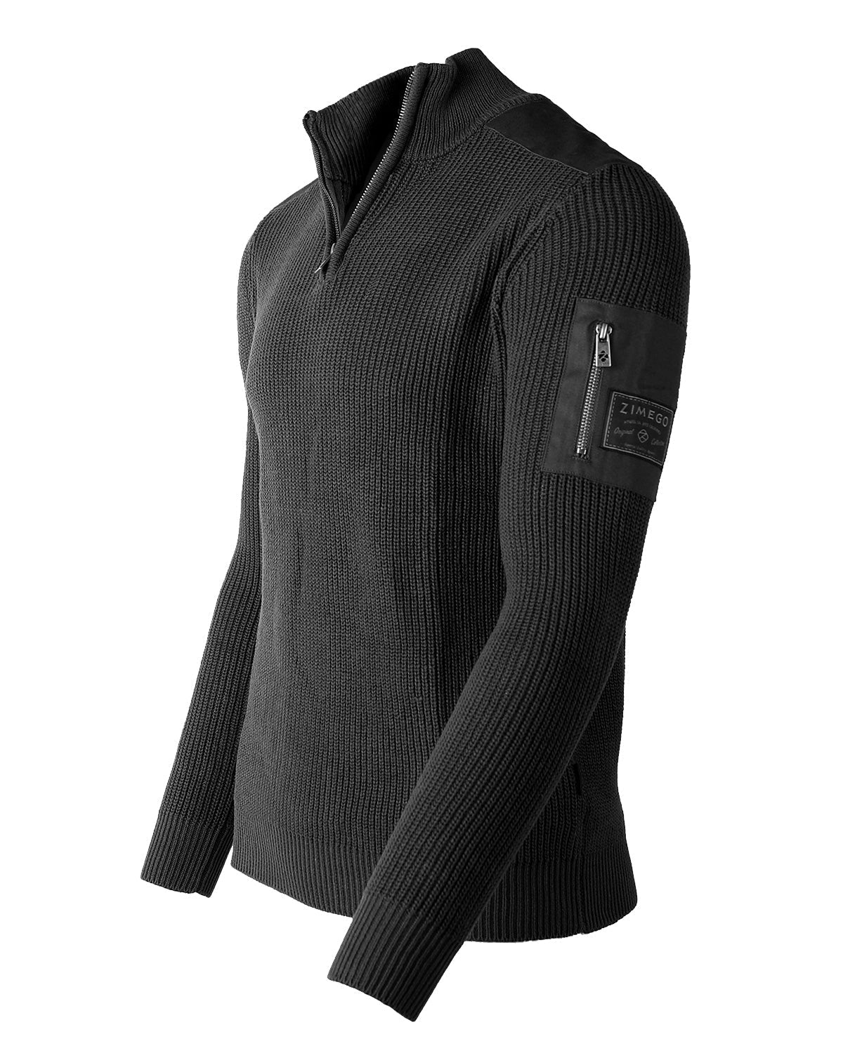  Mens Long Sleeve Pullover Quarter Zip Mock Neck Polo Sweater-1
