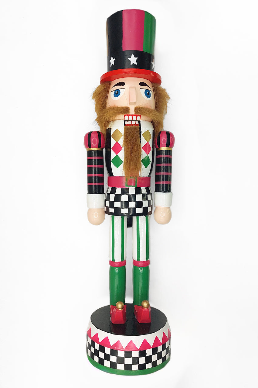 Christmas Nutcracker. Wizardi Classic Wooden Festive Decoration F07M14-37-N01833A-0