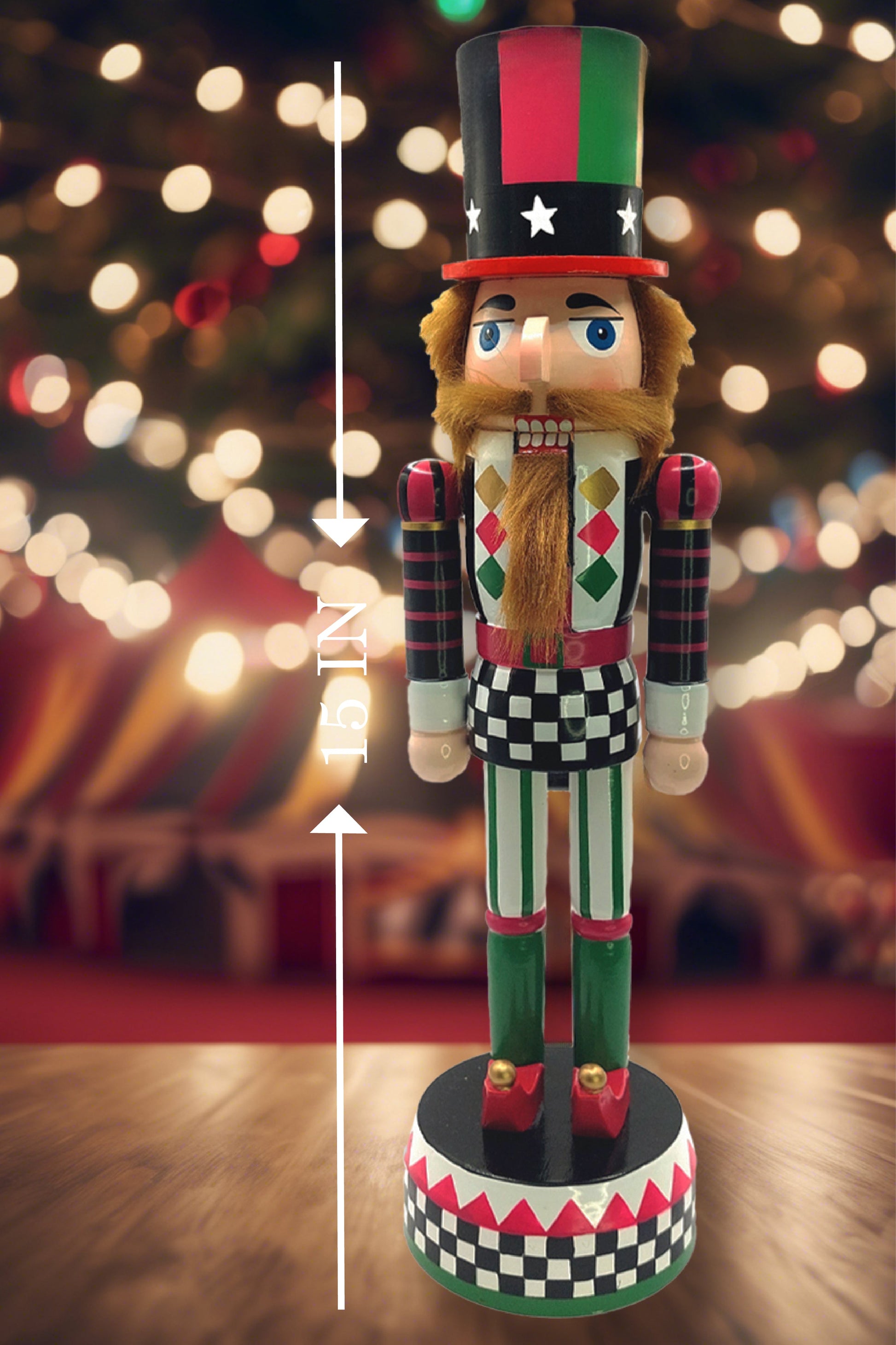 Christmas Nutcracker. Wizardi Classic Wooden Festive Decoration F07M14-37-N01833A-2