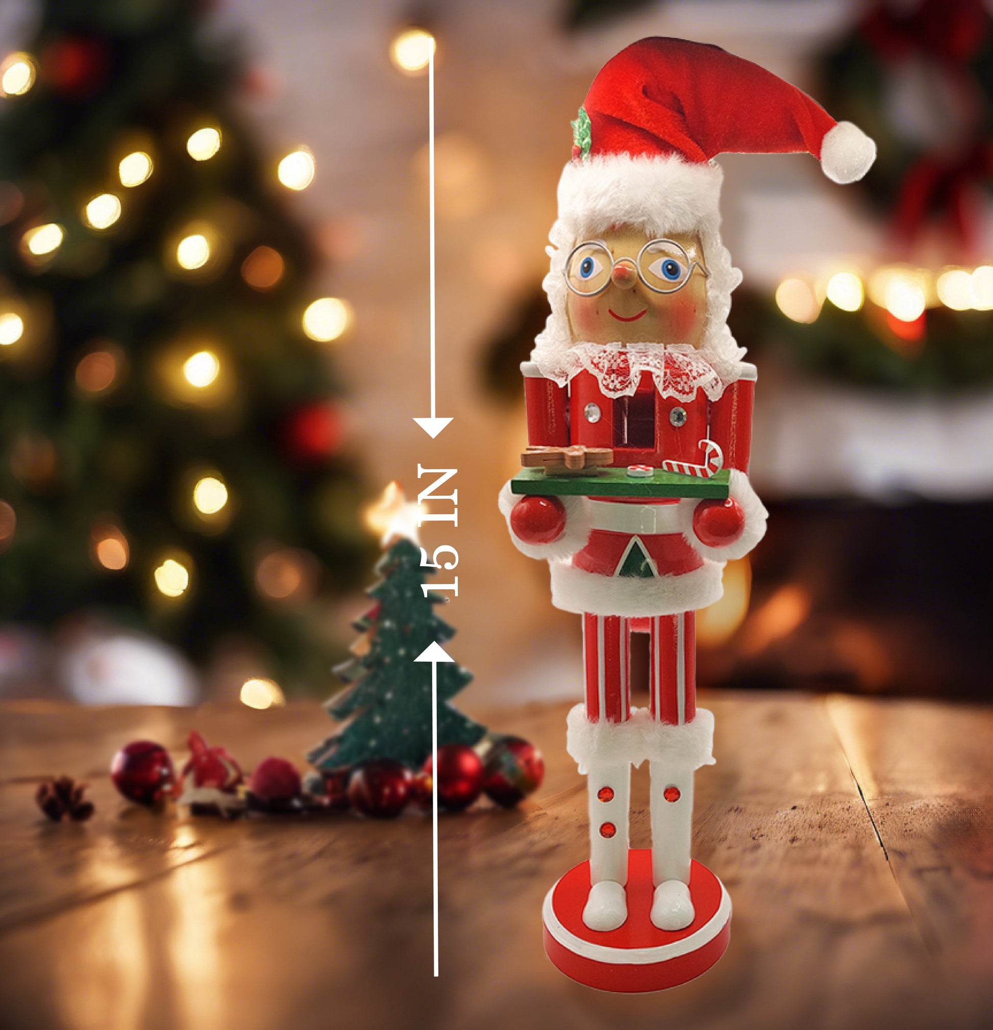 Christmas Santa Nutcracker. Wizardi Classic Wooden Festive Decoration F07M6-6 Gnom-2