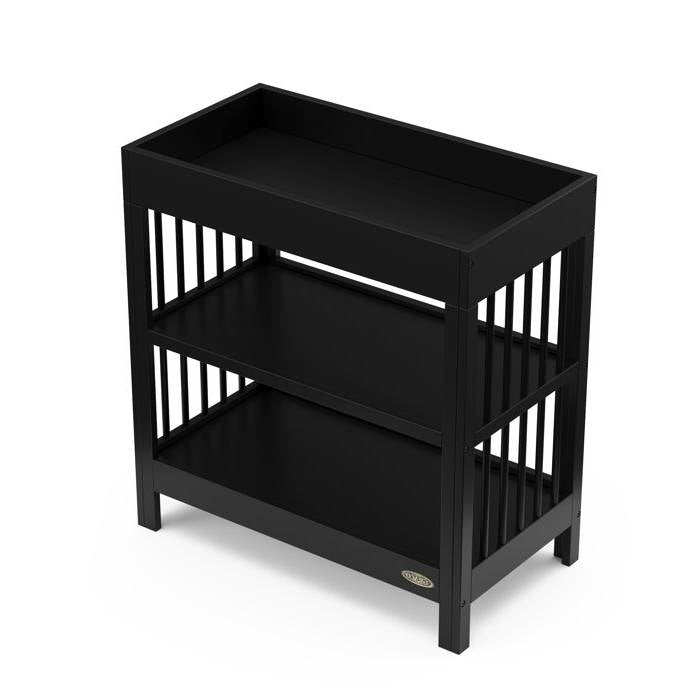 Modern Changing Table in Black Wood Finish with Safety Rail and Changing Pad-2