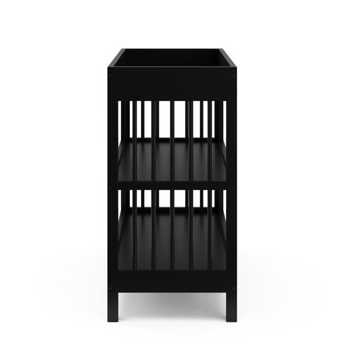 Modern Changing Table in Black Wood Finish with Safety Rail and Changing Pad-3