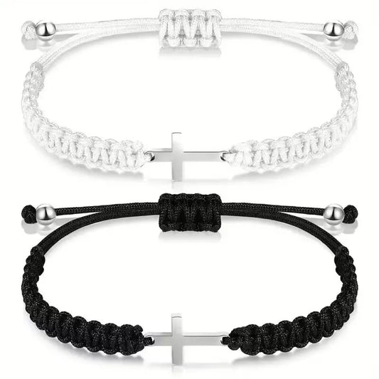 Simple Cross Braided Rope Couple Bracelets