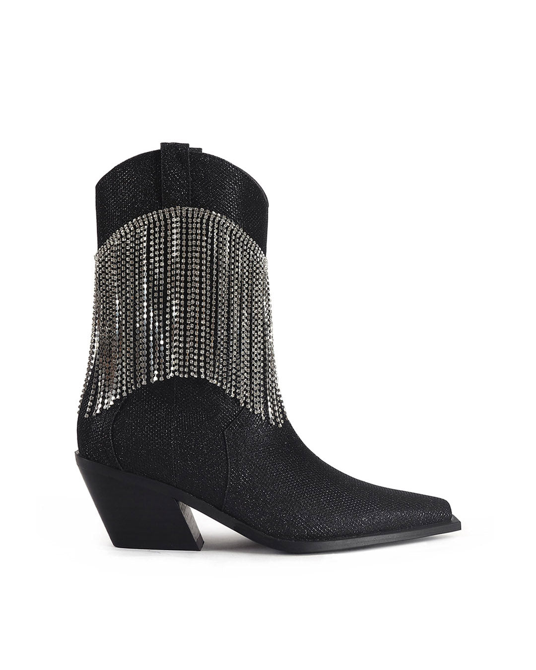 Natalie Western Leather Boot with Memory Foam Padded Silver Chain Cowboy Ankle Boots for Women-0