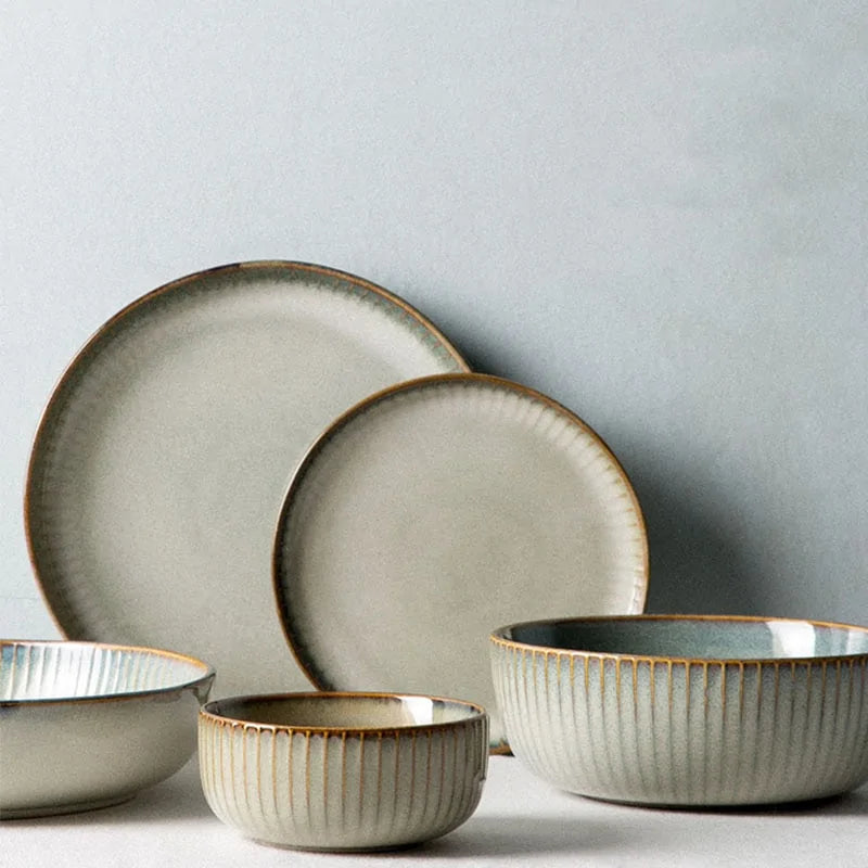 Japanese Ceramic Plates & Rice Bowl