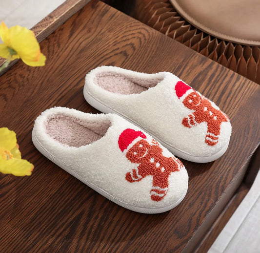 Winter Gingerbread Toe Ring Slippers