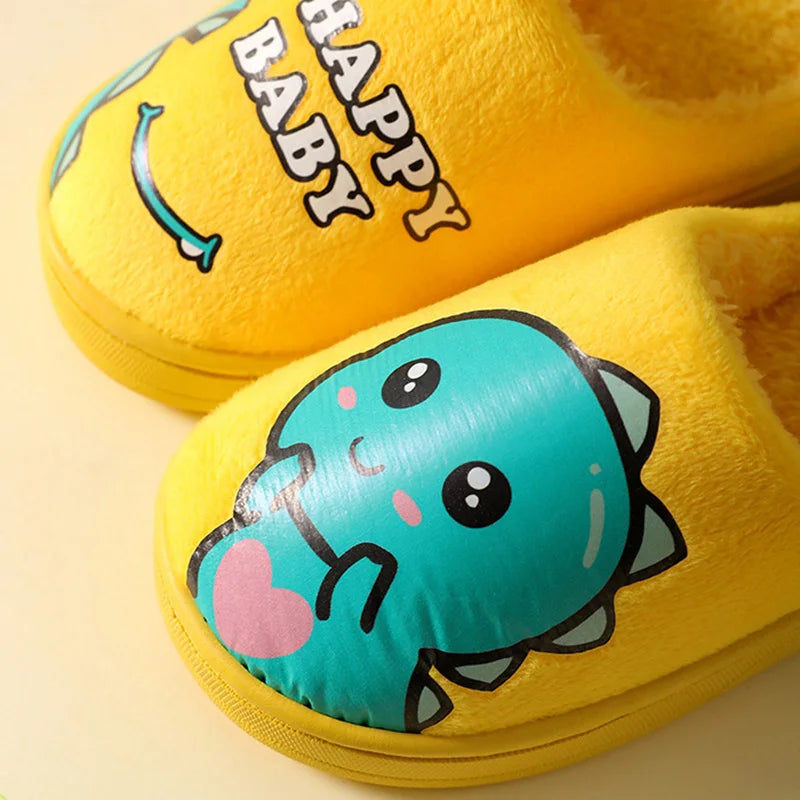 Warm and padded home slippers for children with monster-2