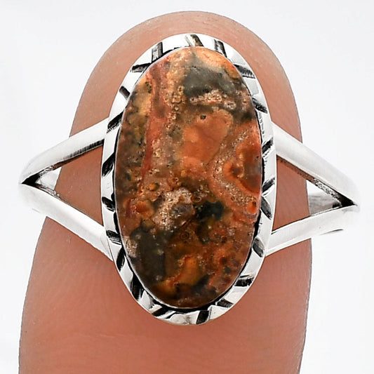 Natural Leopard Skin Jasper Sterling Silver Ring Size 9.5-0