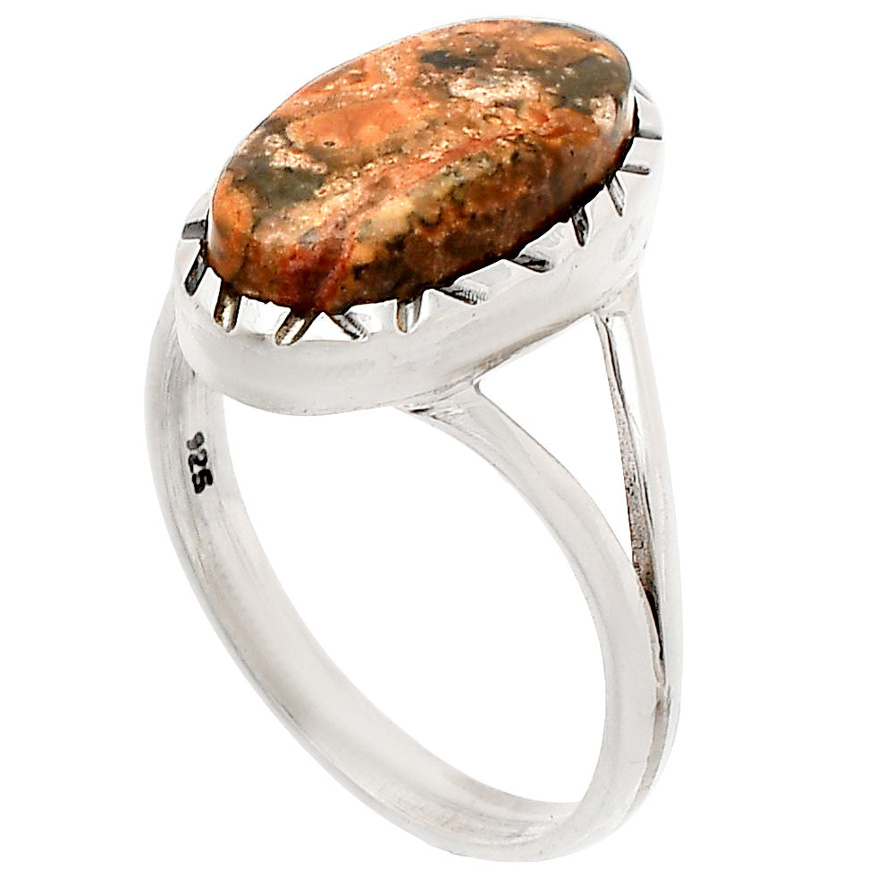 Natural Leopard Skin Jasper Sterling Silver Ring Size 9.5-1