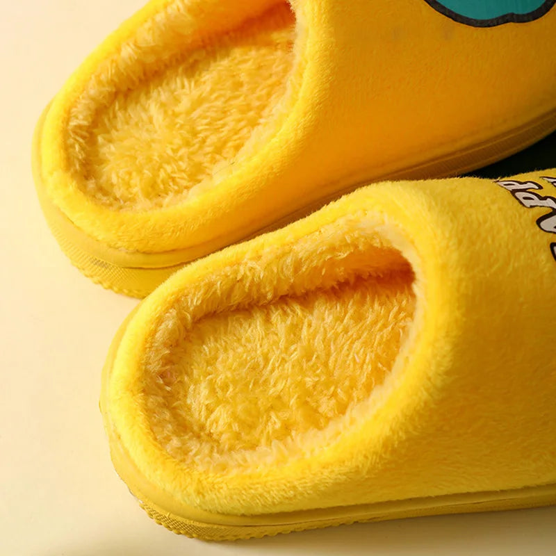 Warm and padded home slippers for children with monster-4
