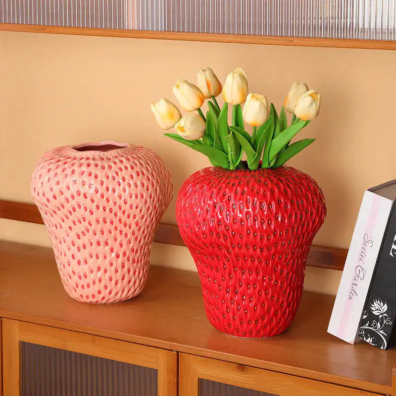 Cartoon Strawberry Ceramic Vase