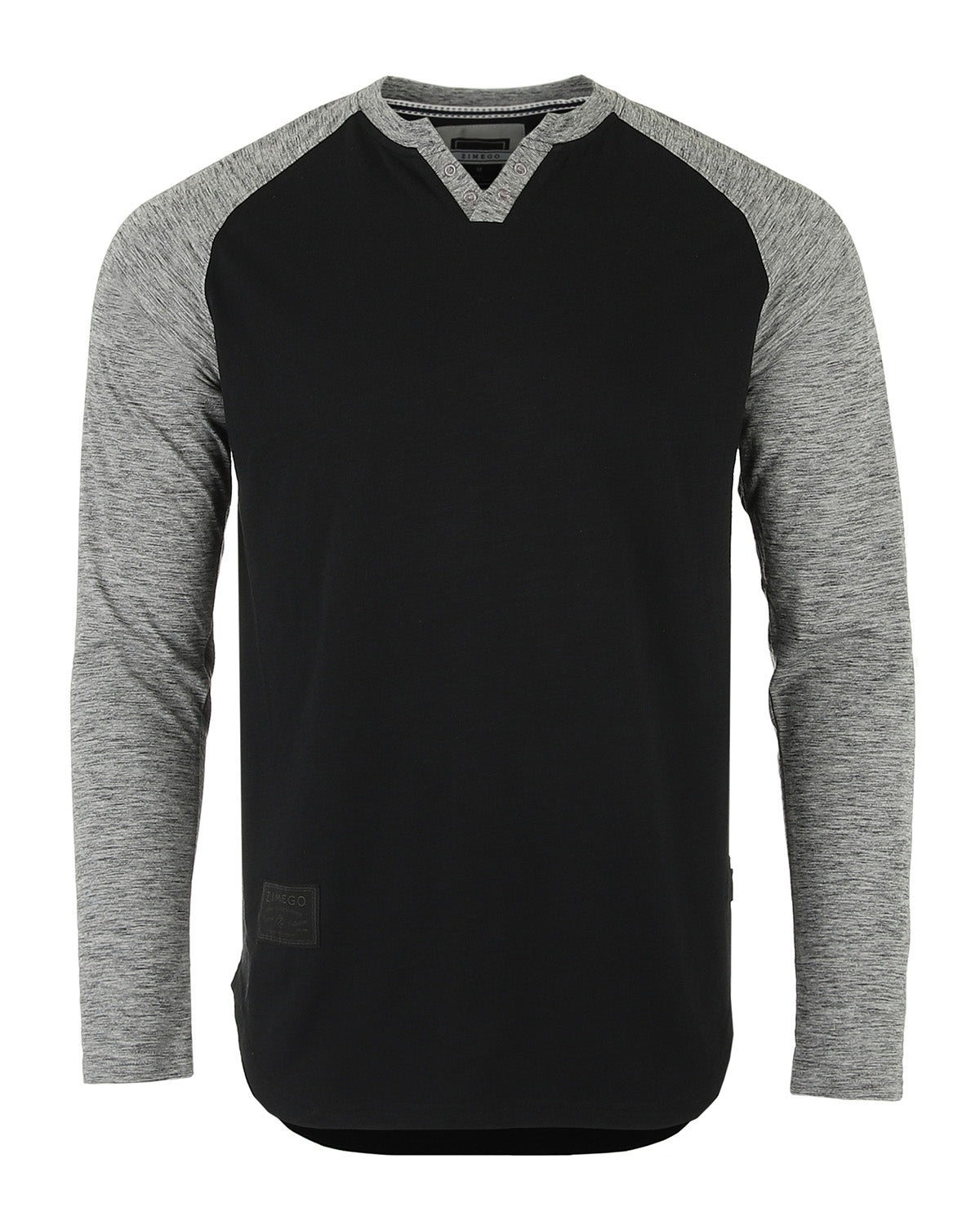  Men's Long Sleeve Color Block Raglan V Neck Henley Curved Slim Shirts-3