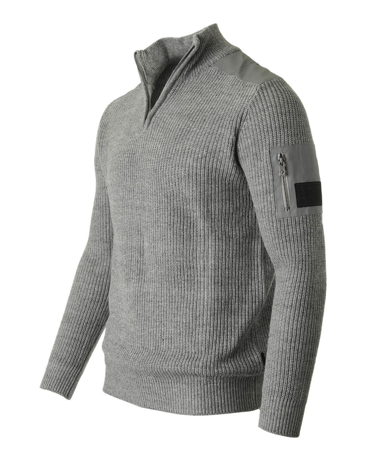 Mens Long Sleeve Pullover Quarter Zip Mock Neck Polo Sweater-1