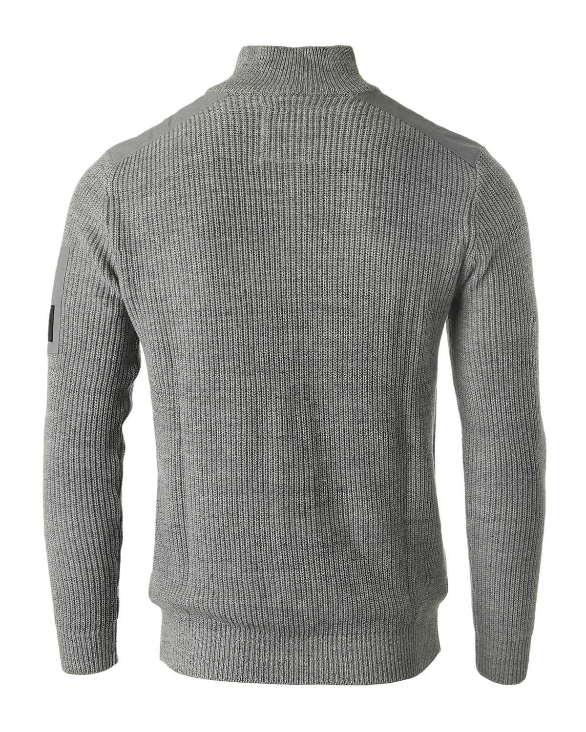 Mens Long Sleeve Pullover Quarter Zip Mock Neck Polo Sweater-2