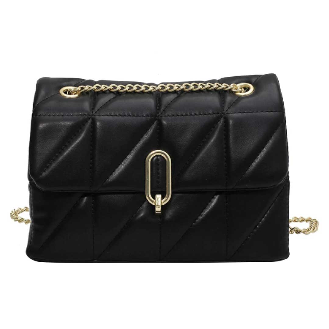 Karah Quilted Vegan Leather Shoulder Bag with Gold-Tone Hardware-2
