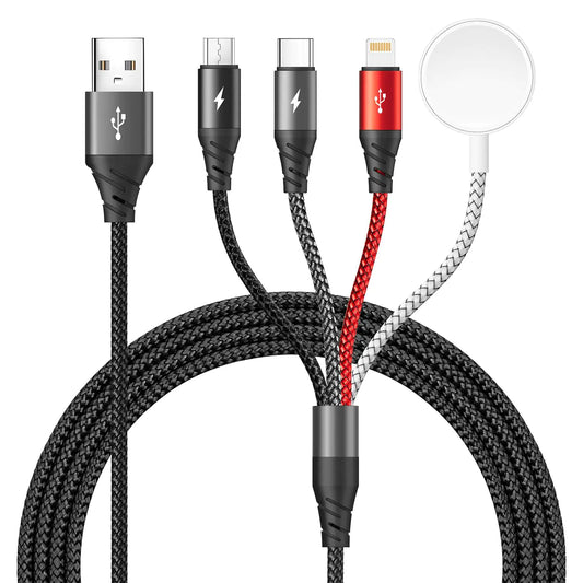 4-in-1 Fast Apple Watch & iPhone Charging Cable